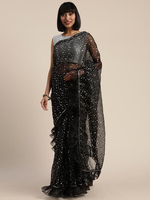 ruffle embellished saree - 17424239 - Very Small Image - 1