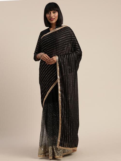 embellished embroidered saree with blouse - 17424244 - Very Small Image - 1
