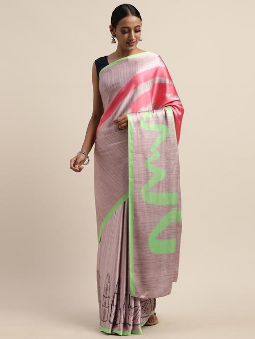 abstract printed saree with blouse - 17424252 - Very Small Image - 1