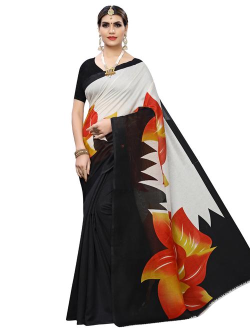 floral printed saree with blouse - 17424545 - Very Small Image - 1