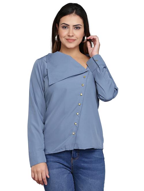 v-neck button up top - 17424732 - Very Small Image - 1