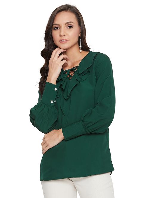 tie up neck solid top - 17424737 - Very Small Image - 1