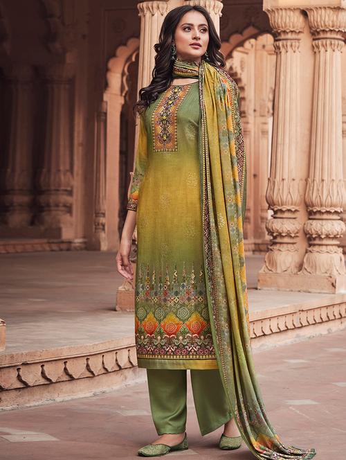 green wool blend unstitched suit - 17424889 - Very Small Image - 1