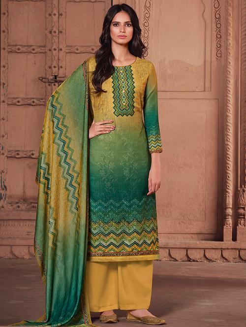 yellow wool blend unstitched suit - 17424893 - Very Small Image - 1