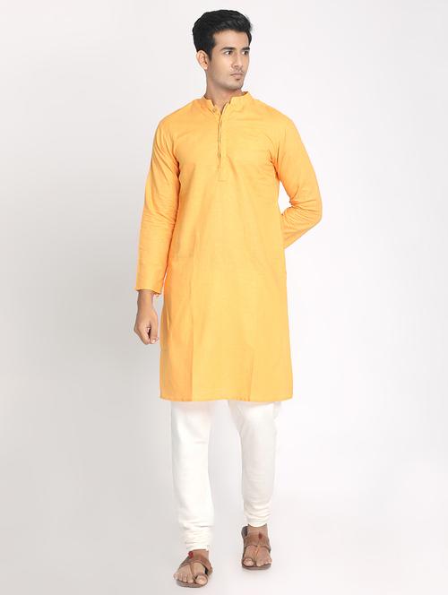 yellow solid long kurta - 17424958 - Very Small Image - 1