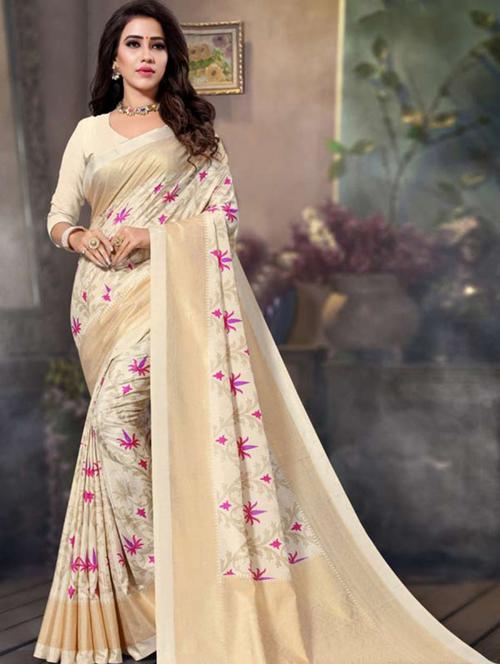 floral banarasi saree - 17425019 - Very Small Image - 1