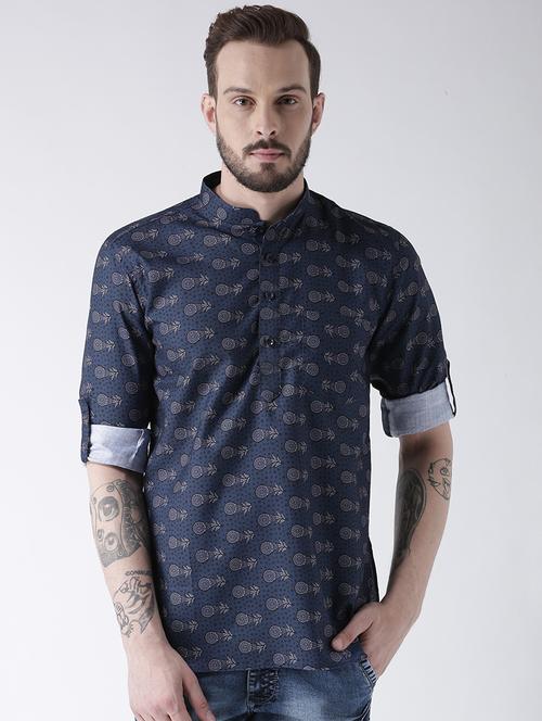 navy blue printed short kurtas - 17425450 - Very Small Image - 1