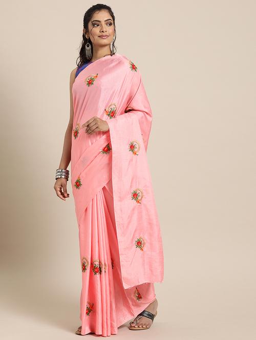 pink embroidered solid embroidered saree - 17425970 - Very Small Image - 1