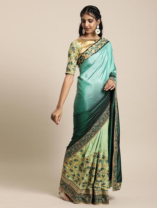 half & half embroidered saree with blouse - 17425979 - Very Small Image - 1