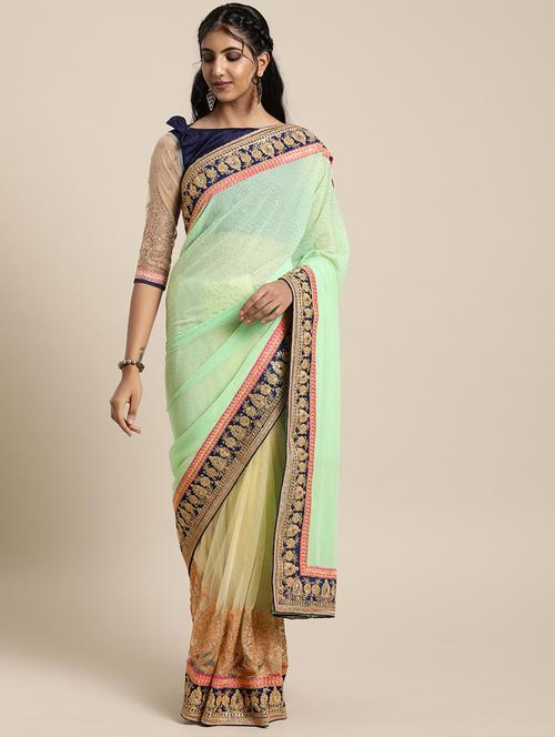 half & half embroidered saree - 17425989 - Very Small Image - 1