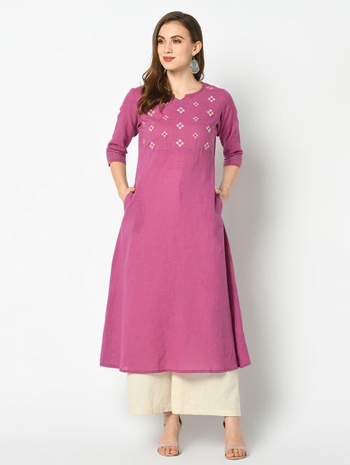 embroidered a-line kurta - 17426140 - Very Small Image - 1