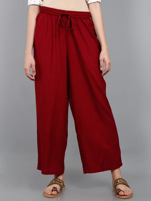 red rayon straight palazzo - 17426490 - Very Small Image - 1