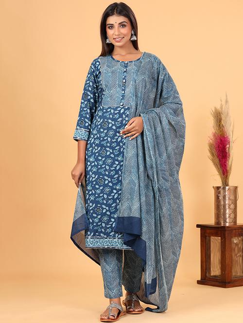 indigo cotton suit set - 17426536 - Very Small Image - 1