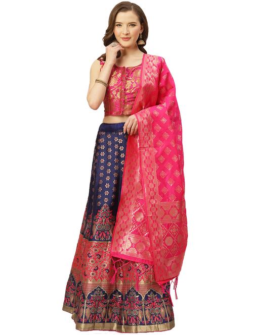 navy blue flared lehenga - 17426654 - Very Small Image - 1