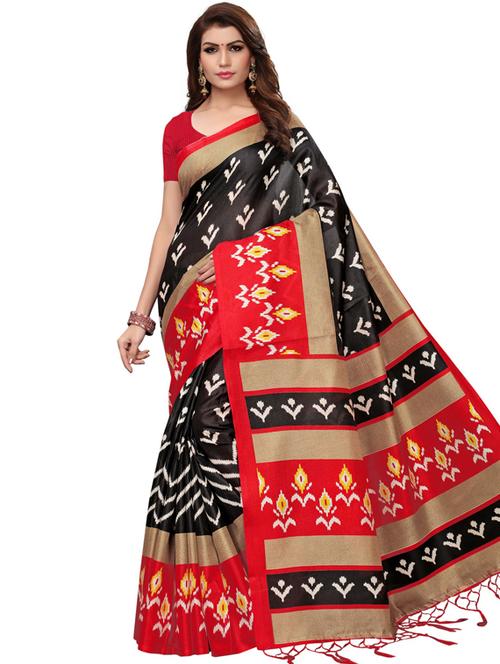 ikat printed saree with blouse - 17426890 - Very Small Image - 1
