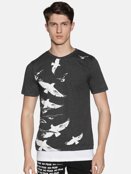 grey front print t-shirt - 17426928 - Very Small Image - 1