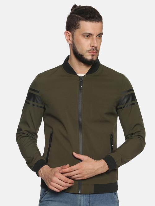 olive green solid bomber jacket - 17427109 - Very Small Image - 1
