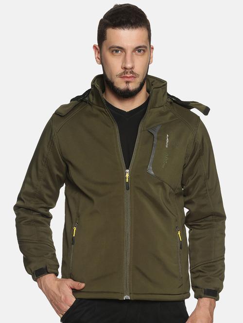 olive green solid casual jacket - 17427159 - Very Small Image - 1