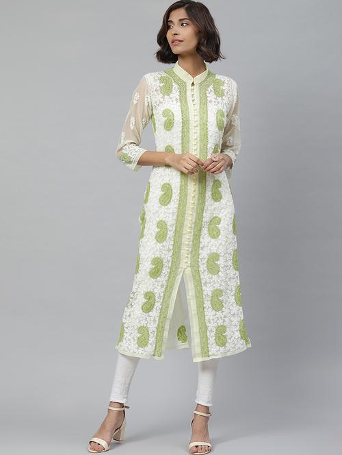 chikankari straight kurta - 17428070 - Very Small Image - 1
