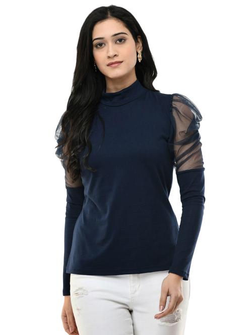 puff sleeves slim fit top - 17428078 - Very Small Image - 1