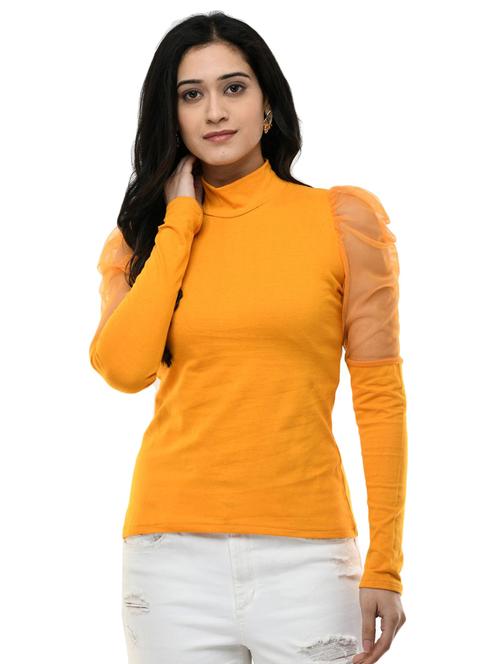 puff sleeves slim fit top - 17428079 - Very Small Image - 1