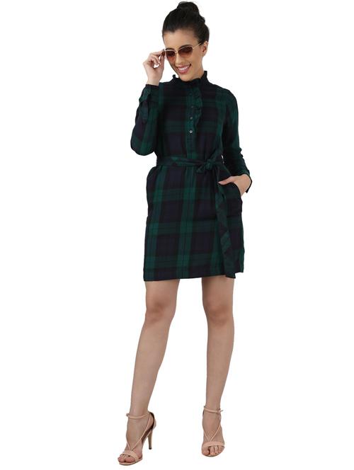 frill detail checkered dress - 17428144 - Very Small Image - 1