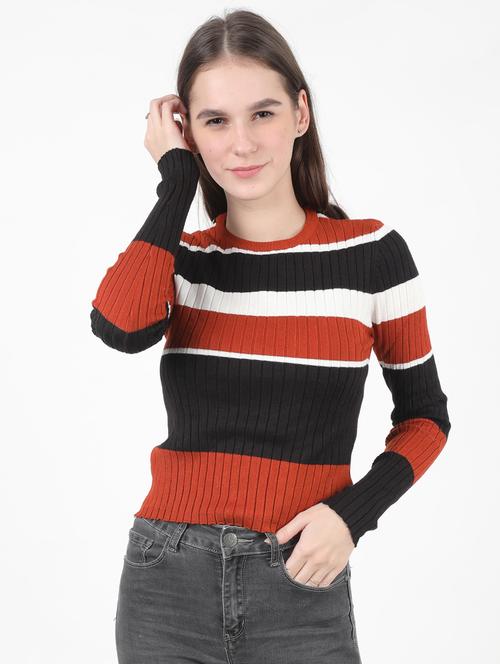 crew neck striped pullover - 17428210 - Very Small Image - 1