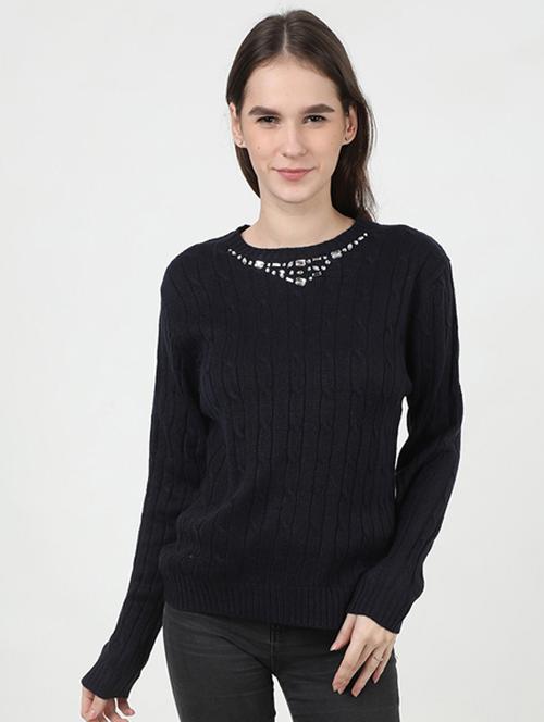round neck woolen pullover - 17428216 - Very Small Image - 1
