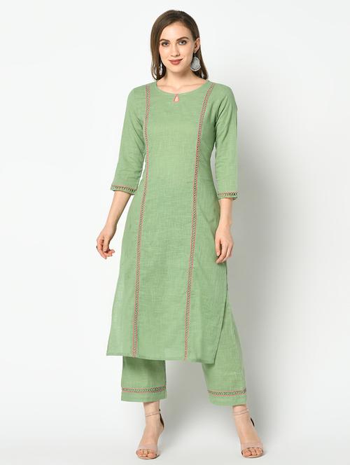 solid kurta palazzo set - 17428311 - Very Small Image - 1