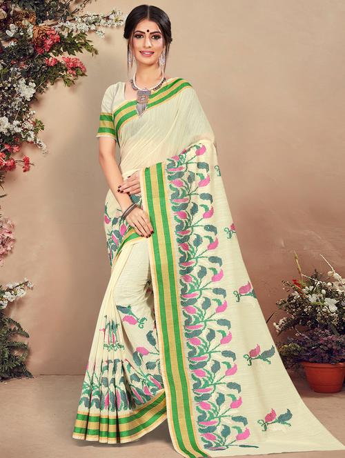 floral bordered saree - 17428515 - Very Small Image - 1