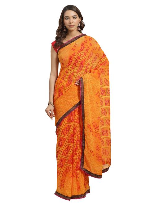solid bordered saree with blouse - 17428647 - Very Small Image - 1