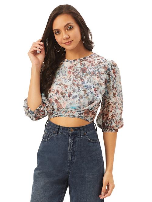 tie back floral top - 17428665 - Very Small Image - 1