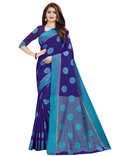 indigo tussar silk kanjivaram saree with blouse - 17428671 - Very Small Image - 1