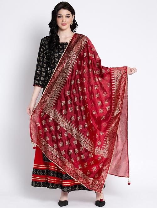 gold print printed dupatta - 17428843 - Very Small Image - 1