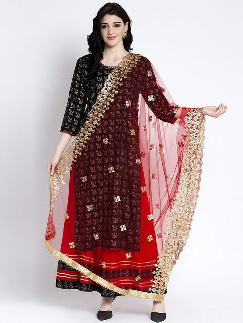 red embellished dupatta - 17428871 - Very Small Image - 1
