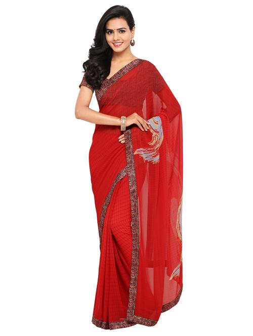 solid printed saree - 17428987 - Very Small Image - 1