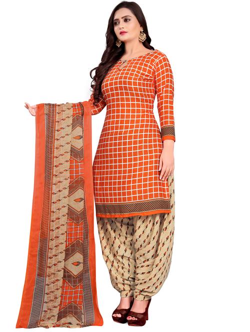orange crepe unstitched suit - 17430141 - Very Small Image - 1