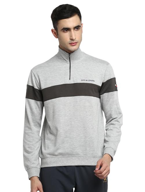 grey color block cut & sew sweatshirt - 17430158 - Very Small Image - 1