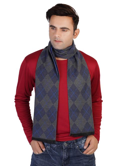 navy blue checkered muffler - 17430213 - Very Small Image - 1