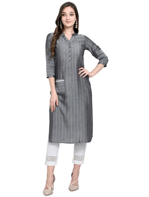 women's straight kurta - 17430291 - Very Small Image - 1
