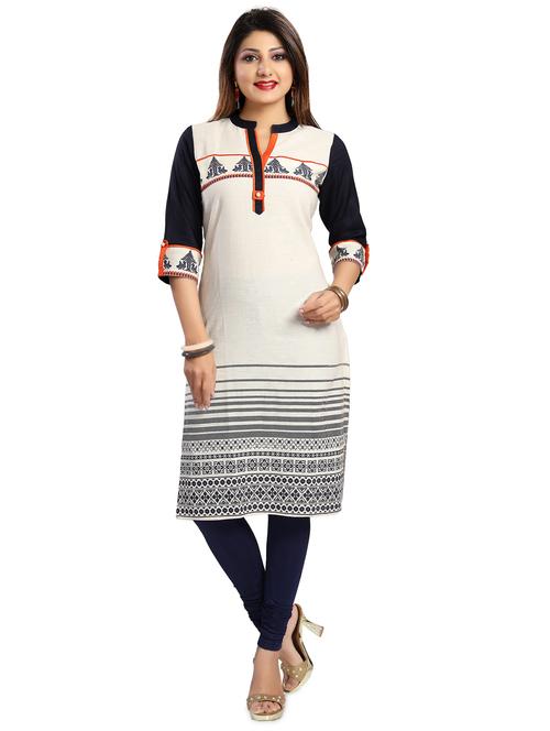 off-white printed a-line kurta - 17430715 - Very Small Image - 1