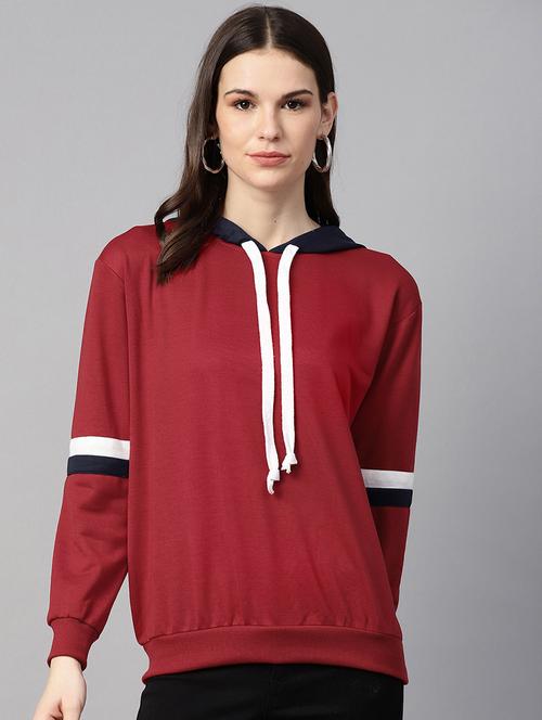 hooded neck contrast detail sweatshirt - 17431602 - Very Small Image - 1