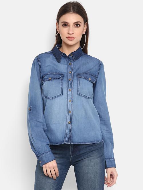 long sleeved denim shirt - 17431663 - Very Small Image - 1