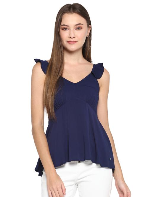 v-neck solid top - 17431692 - Very Small Image - 1