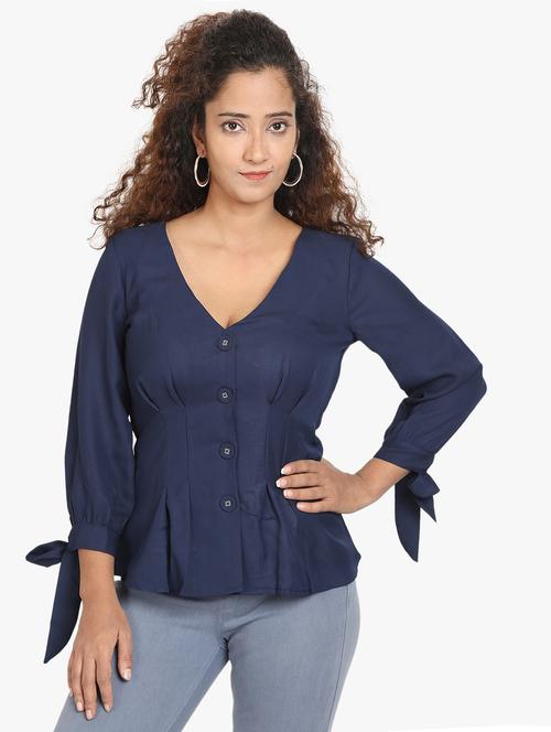 tie knot sleeved top - 17431790 - Very Small Image - 1