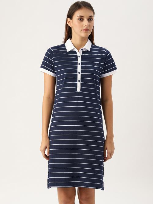 shirt collar striped shirt dress - 17431802 - Very Small Image - 1