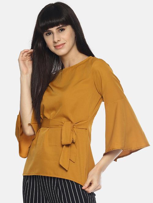 tie front bell sleeved top - 17432004 - Very Small Image - 1