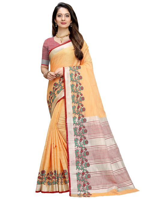 solid handloom saree with blouse - 17432711 - Very Small Image - 1