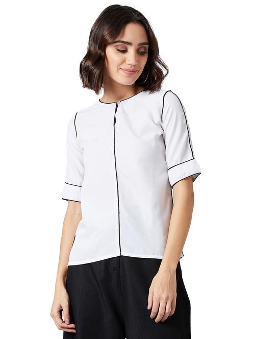 contrast piping keyhole neck top - 17432962 - Very Small Image - 1
