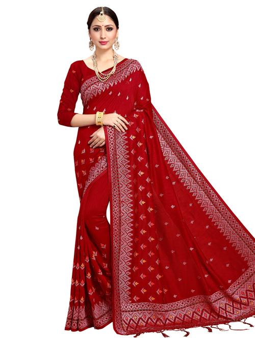 solid embroidered saree with blouse - 17433034 - Very Small Image - 1